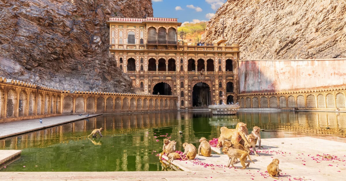Galta Ji Temple or Monkey Temple complex in Jaipur